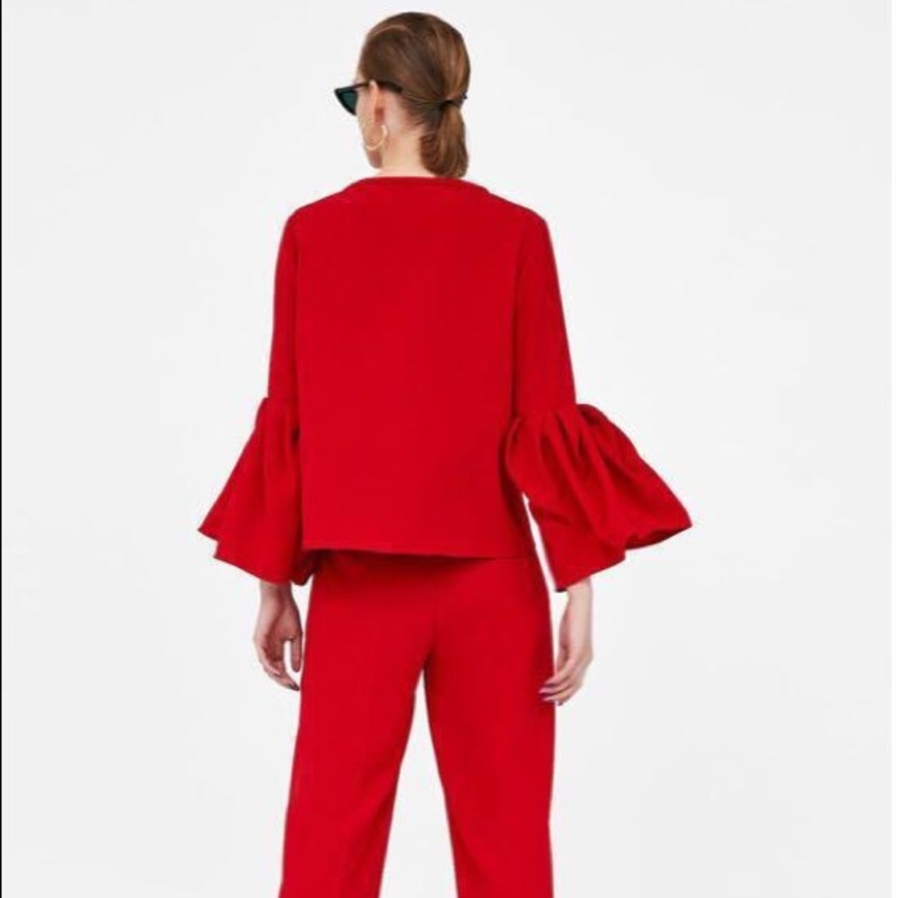 Zara red bell sleeve blouse